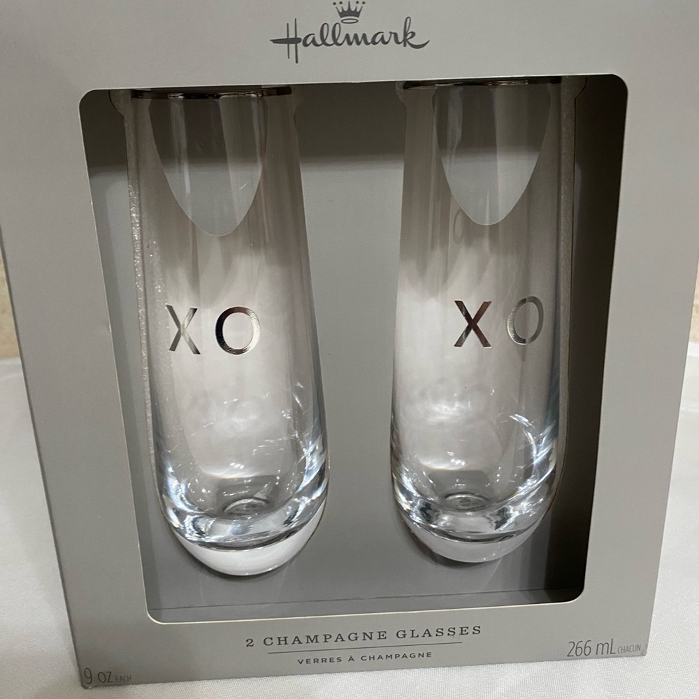 XO Stemless Champagne Flutes, Set of 2